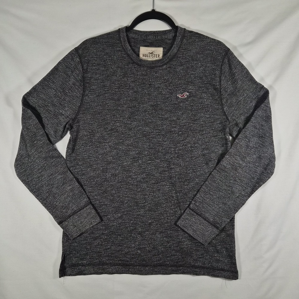 2000s Y2k Hollister California Men's Small Gray Heather Long Sleeve Crewneck